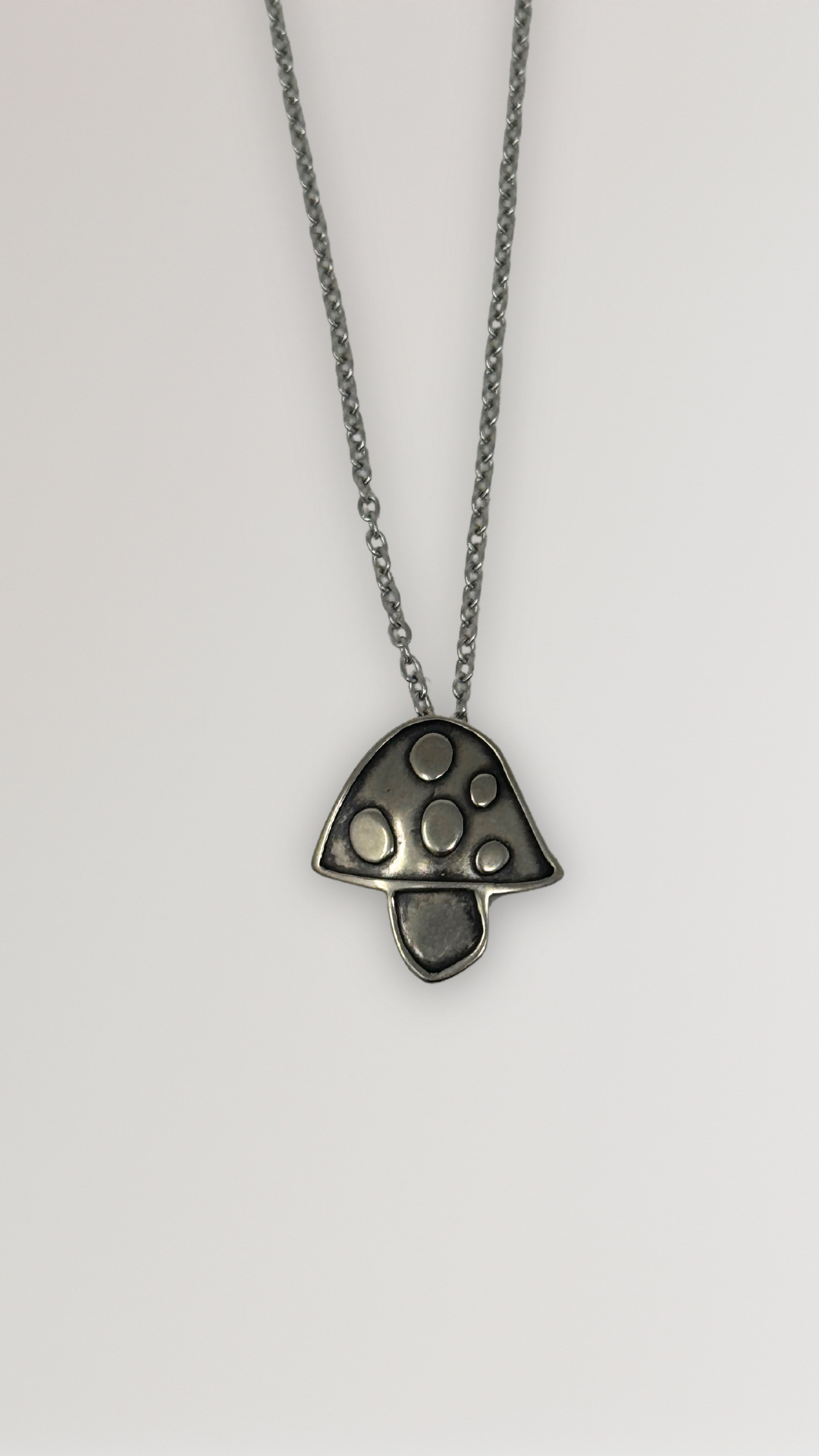 Mushroom Charm Necklace - White Bronze