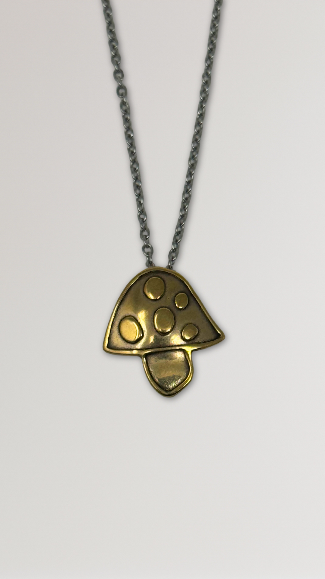Mushroom Charm Necklace - Yellow Bronze