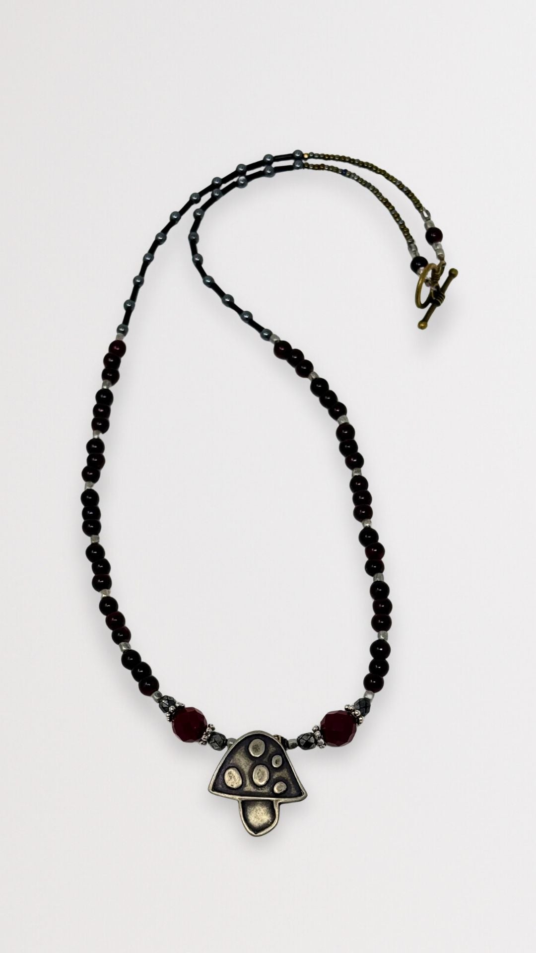 Bronze Mushroom Beaded Necklace