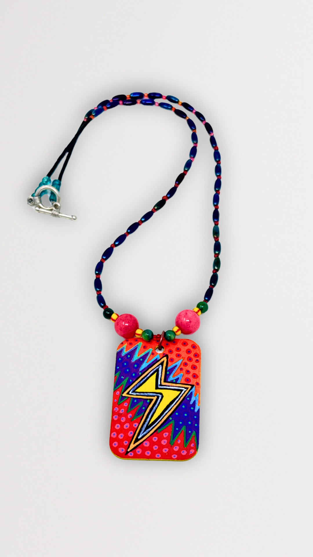 "Bolt" Unique Hand-Painted Pendant Necklace