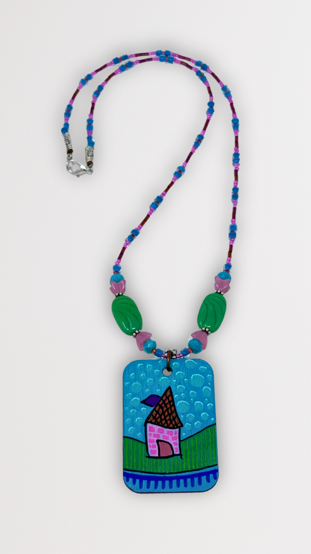 "House" Unique Hand-Painted Pendant Necklace