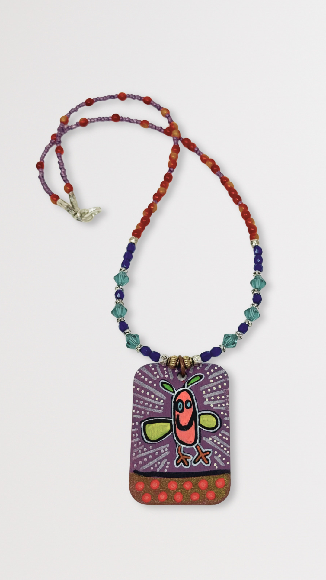"Birdie" Unique Hand-Painted Pendant Necklace
