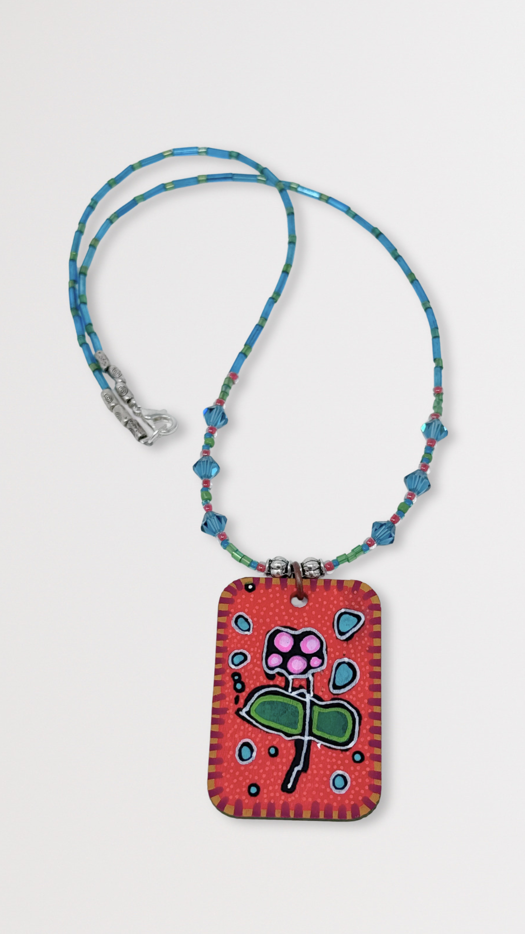 "Flower" Unique Hand-Painted Pendant Necklace