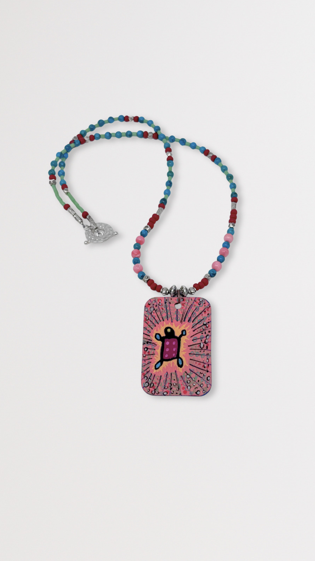 "Frankie Stein and Friend" Unique Hand-Painted Reversible Pendant Necklace