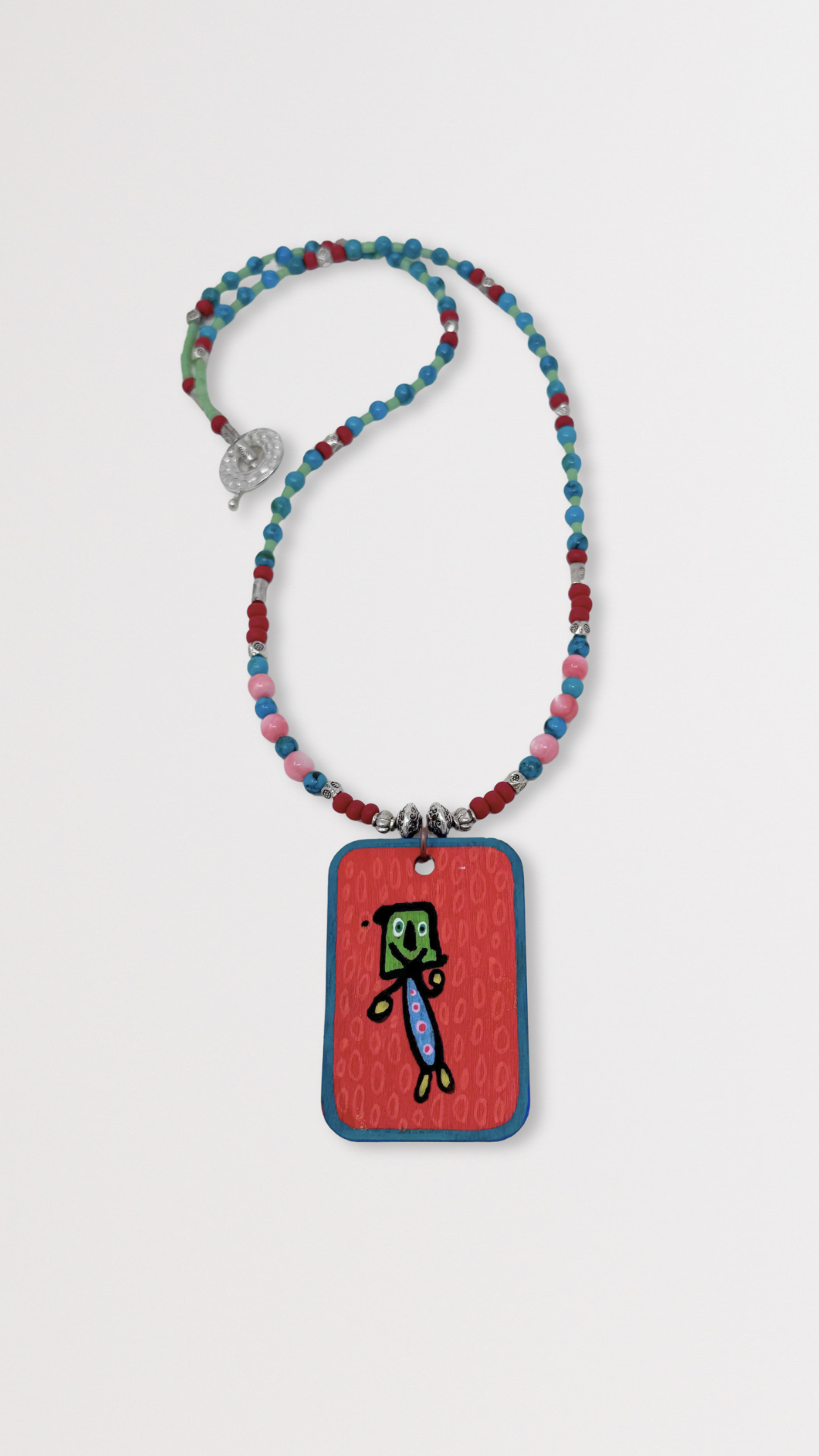 "Frankie Stein and Friend" Unique Hand-Painted Reversible Pendant Necklace