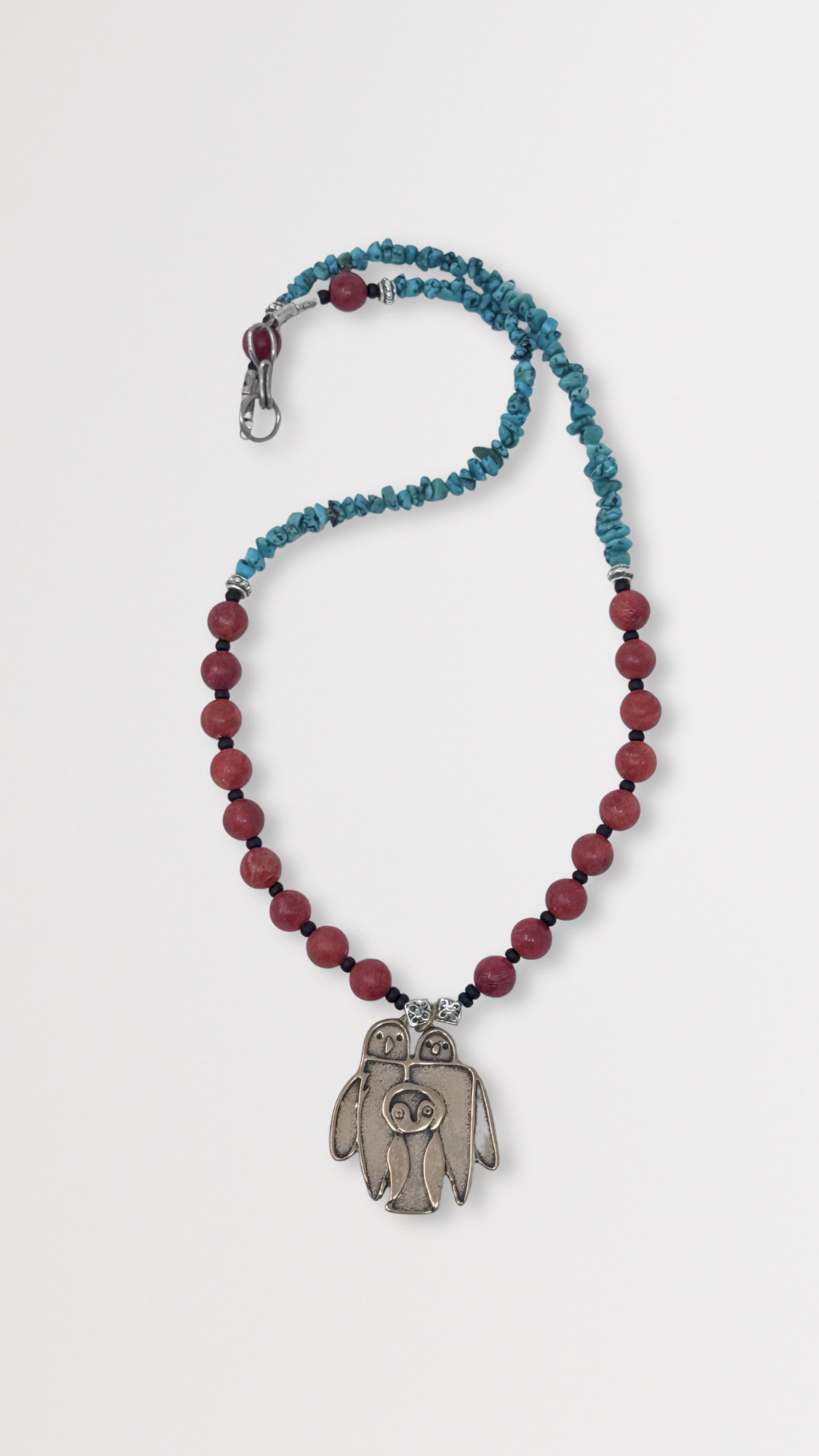 Beaded Necklace with Bronze Turn It Gold Pendant