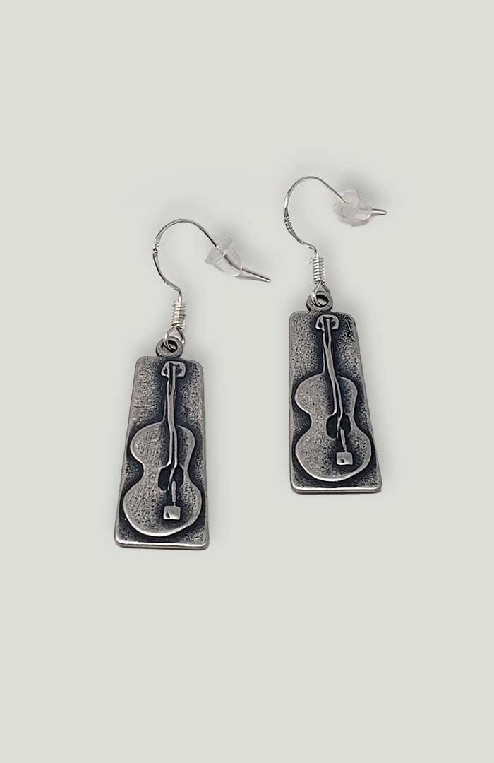 Silver Acoustic Guitar Earrings