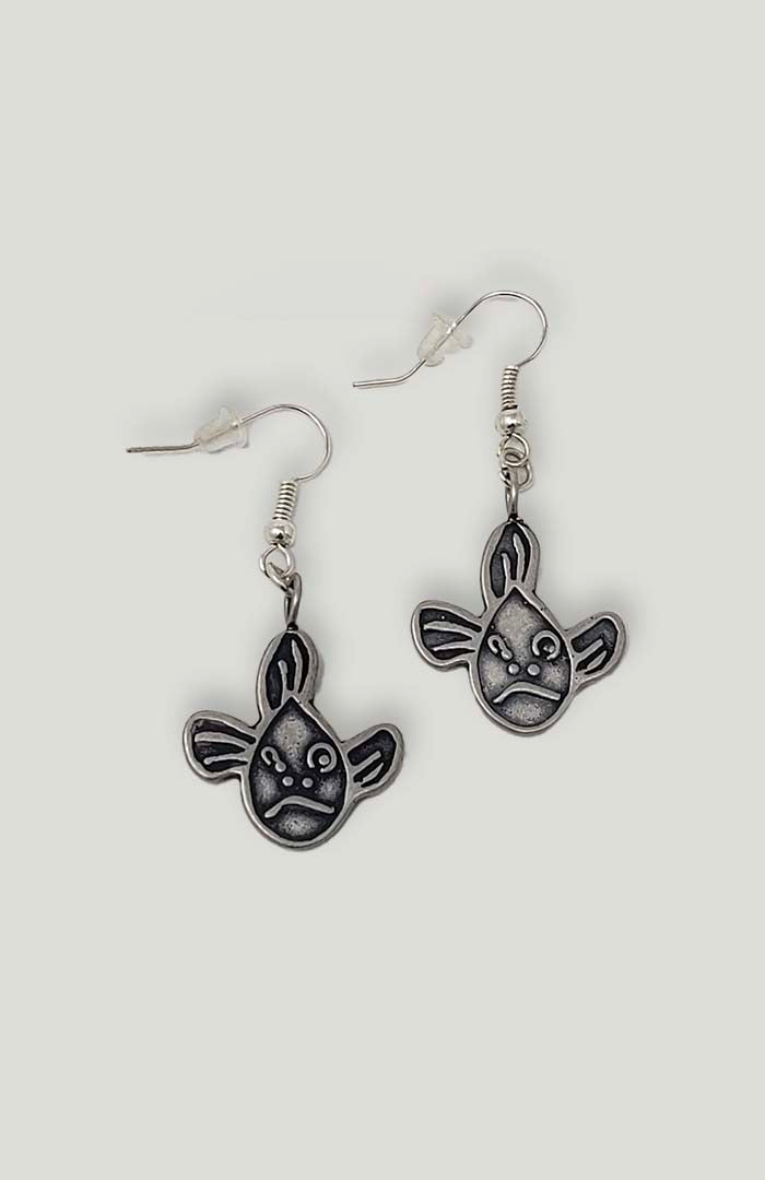 Silver Grumpy Fish Earrings